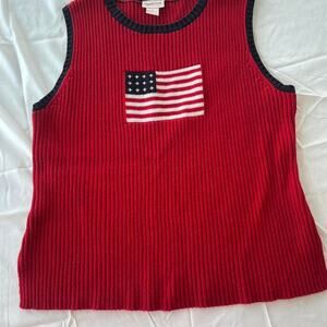 Vintage 1990s American Flag Sweater Tank Size XL